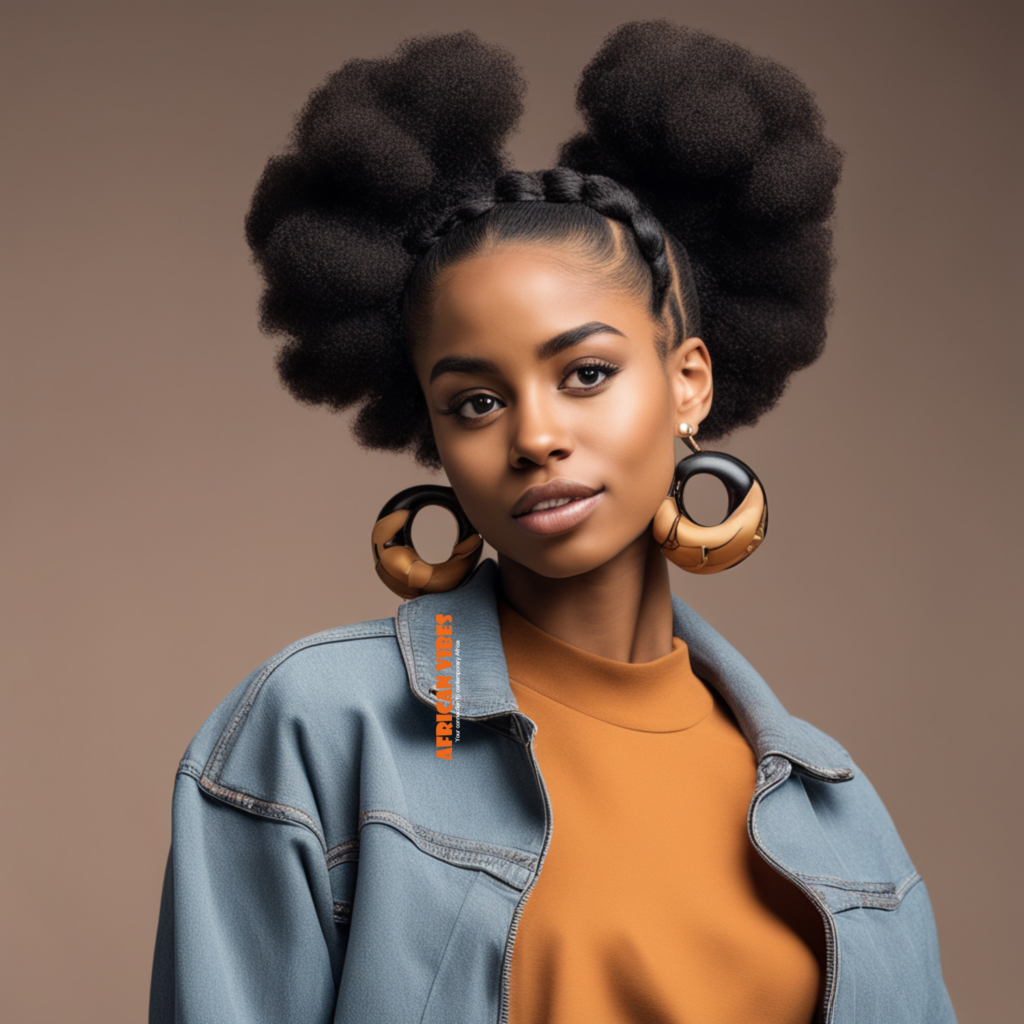 A woman with Afro Puffs hairstyle