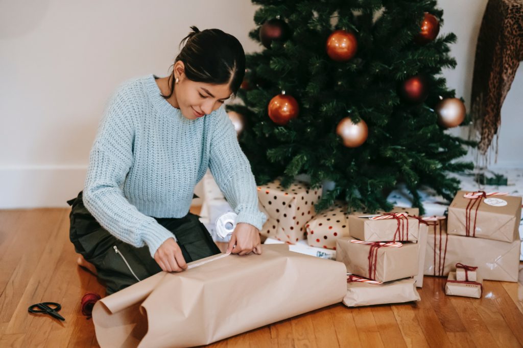 You can give back by helping organizations to wrap boxes